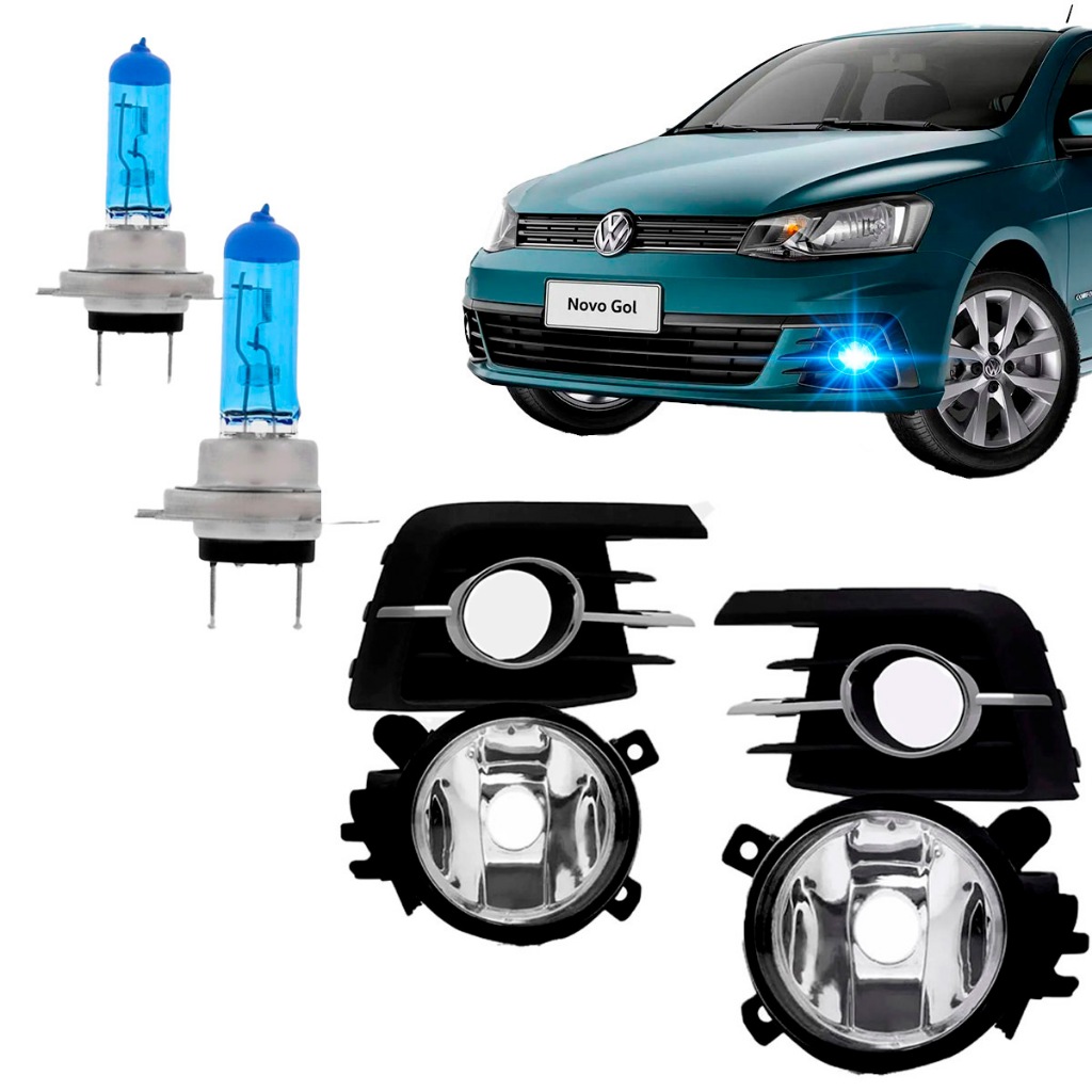 Kit Farol de Milha GOL e Voyage G7 + Par Lâmpadas Super Branca HB4 Efeito Xênon - Automobiles