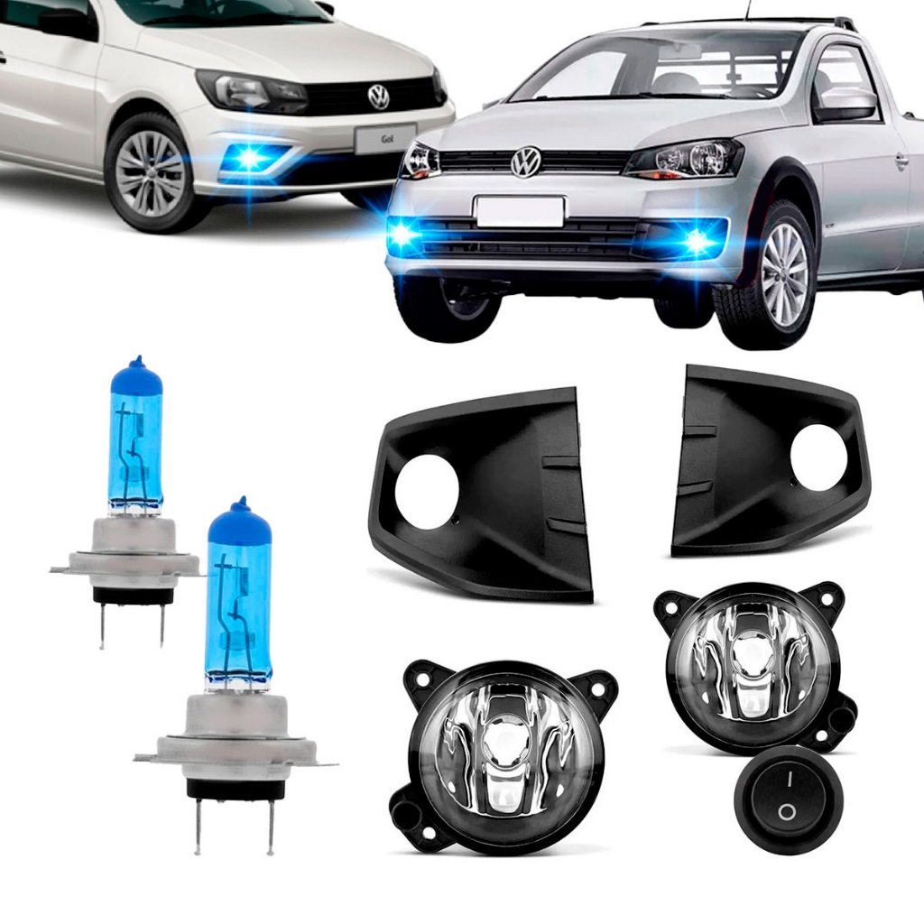 Kit Farol de Milha Saveiro Gol G6 + Par Lâmpadas Super Brancas 8500k Efeito Xênon em Oferta na Shopee