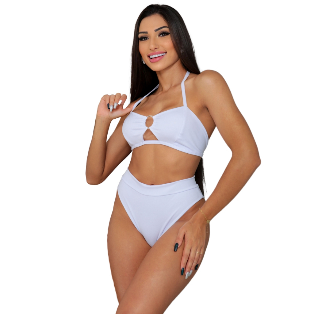 Biquini Varias Cores Cintura Alta Hotpant Argola Moda Praia em Oferta na Shopee