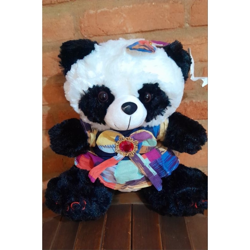 Pelúcia urso marrom e panda vestido br machine urso 26 e 30 centímetros