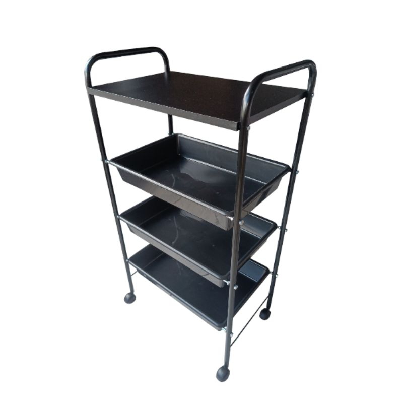 Carrinho  Auxiliar Estética 1 Tampo MDF e  3 Bandejas