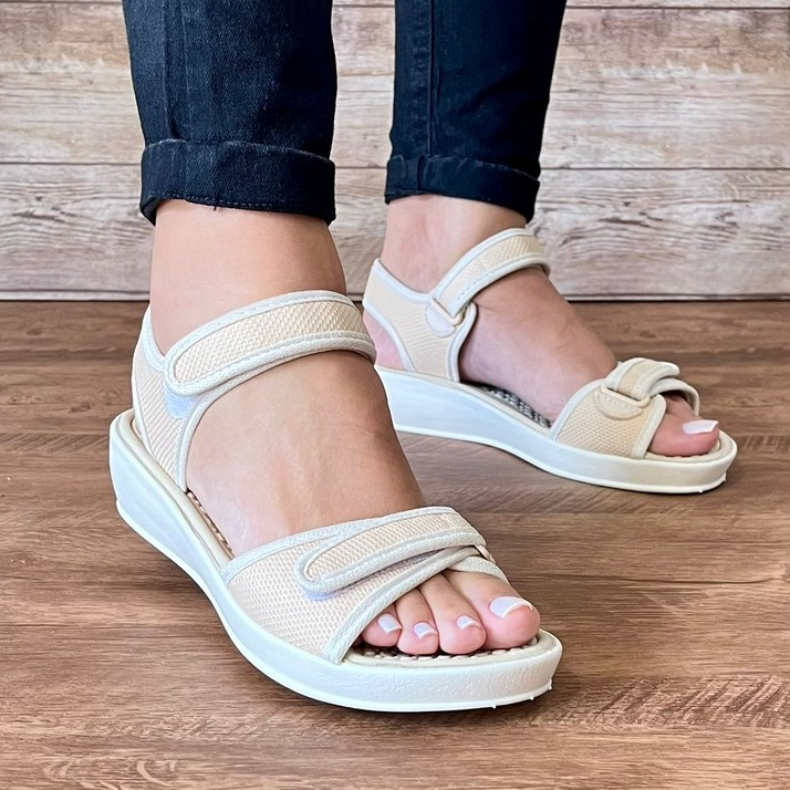 Sandália Feminina Massageadora Papete Anabela Calce Fácil Alivio Dores Nos Pés Esporão Idosa