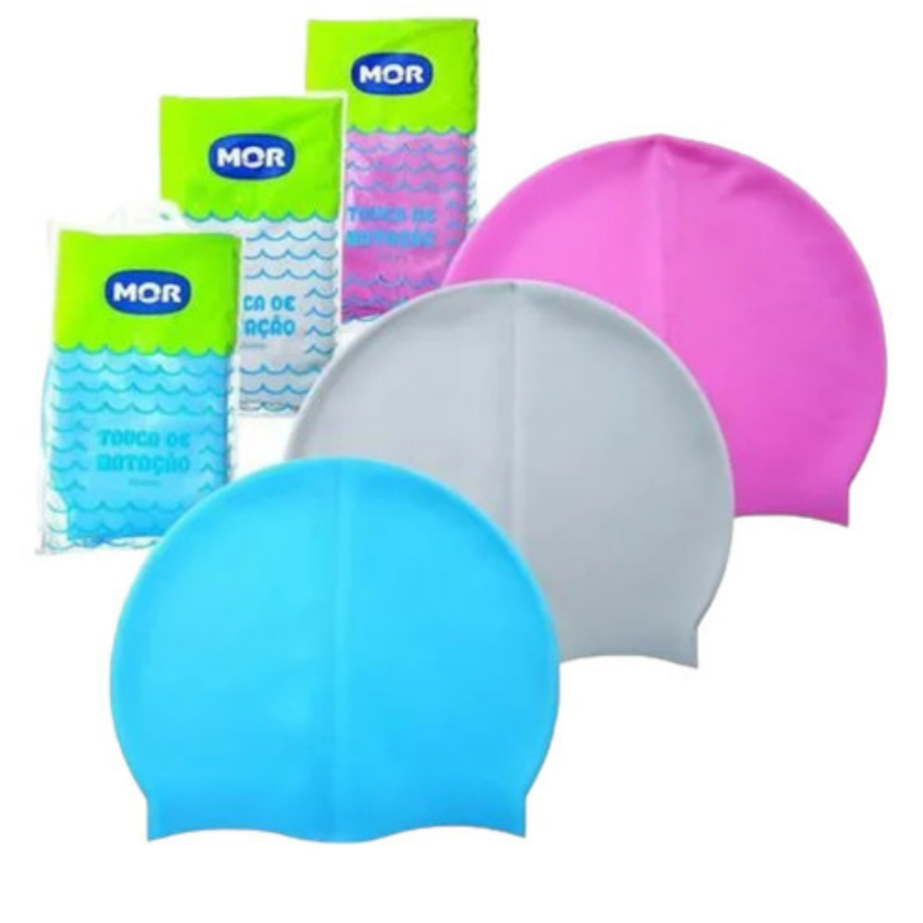 Touca Natação E Hidroginástica Profissional Silicone Lisa Azul Branco Rosa - Sports & Outdoors