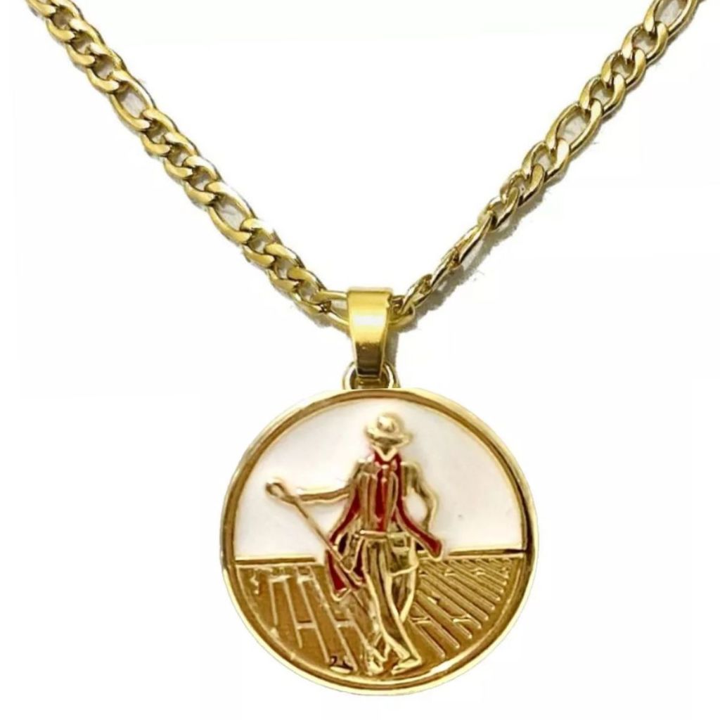 Kit Pingente Zé Pilintra Orixá Entidade Banhado a Ouro 18k + corrente 60cm Umbanda Candomblé