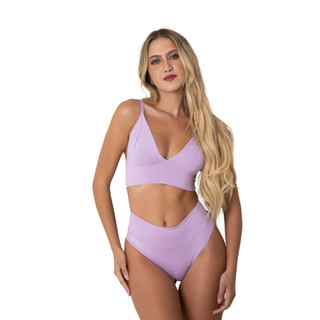 Conjunto Sem Bojo Poliamida Tok Suave Sutiã Top Sem Bojo Confortável Calcinha Alta Fio Duplo Sensual