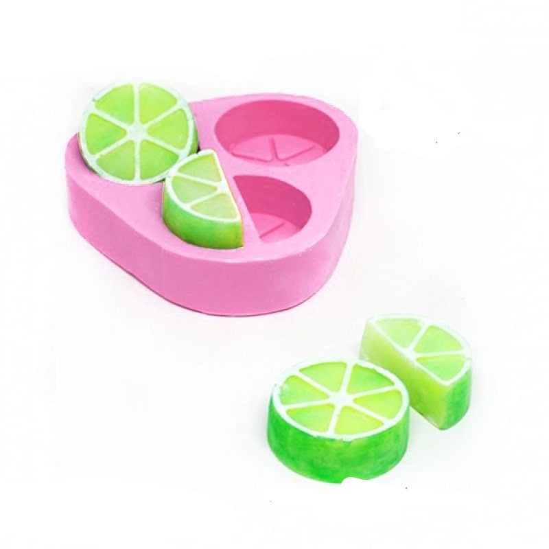 MOLDE DE SILICONE LIMÃO FATIADO 4 CAV PARA SABONETES