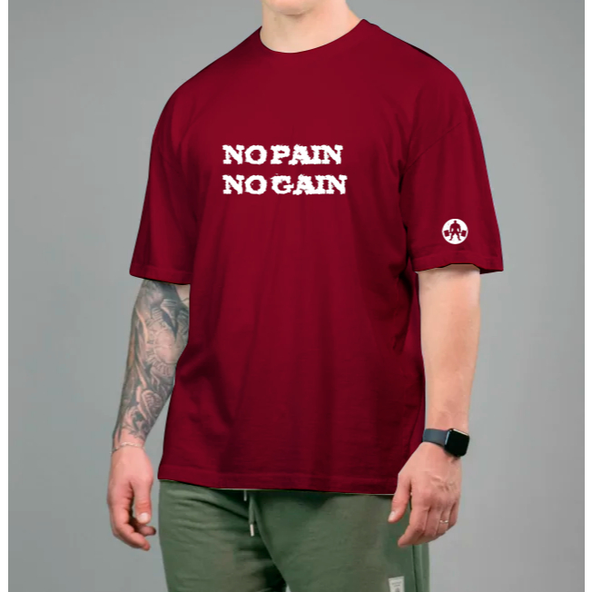 Camiseta Masculina Oversized Para Treino Academia Musculação Fitness No Pain No Gain