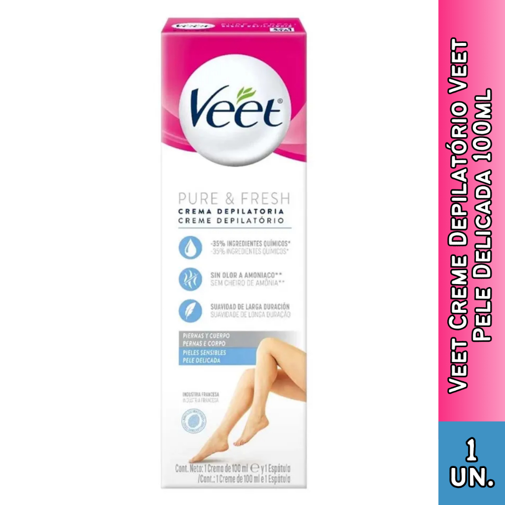 Veet Creme Depilatório Veet Pure & Fresh Pele Delicada 100ml em Oferta na Shopee