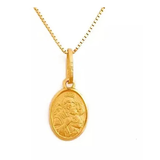 PINGENTE NOSSA SENHORA PERPÉTUO DO SOCORRO EM OURO 18K (cod35a) pequena