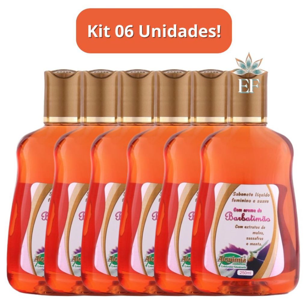 Kit 6 Unidades: Sabonete Íntimo Feminino Barbatimão 250ml Alquimia em Oferta na Shopee