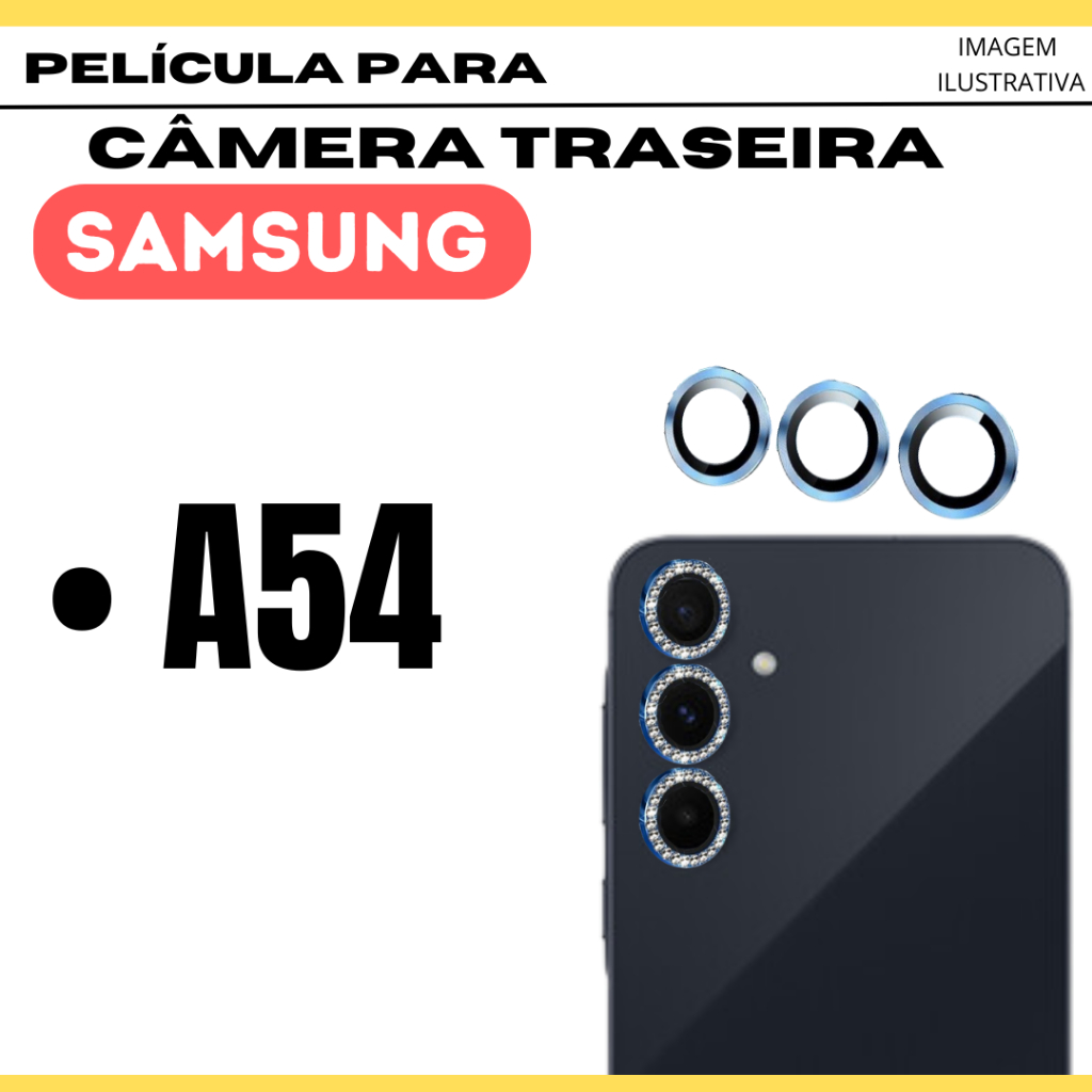 Película de Câmera de Strass e Lisa Para Samsung A54 / Película Traseira.