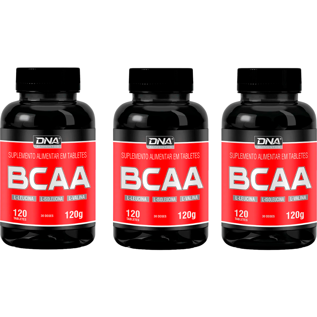 3x BCAA 120 Tabletes 120g - Dna Suplementos