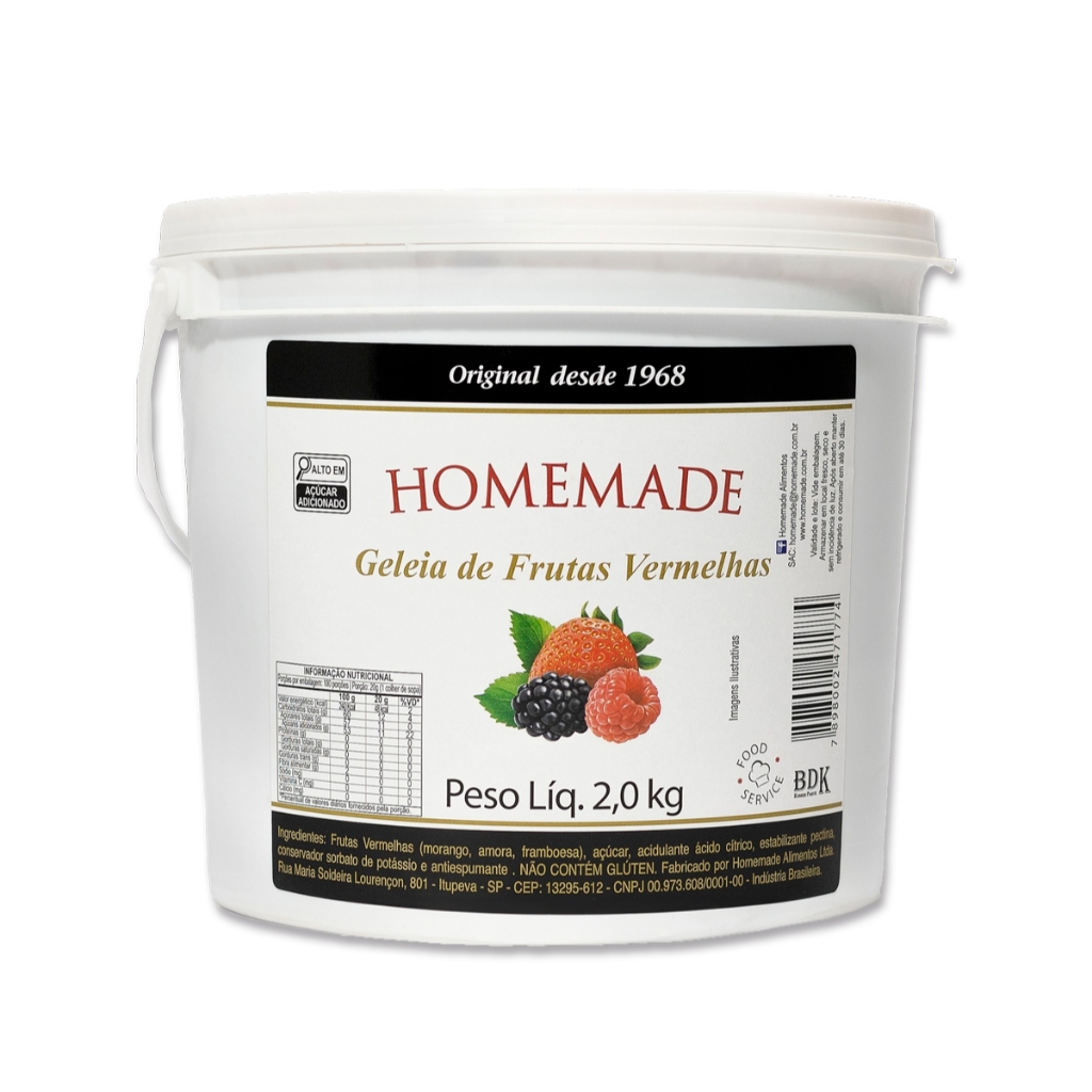 Geleia Frutas Vermelhas Homemade Balde 2kg em Oferta na Shopee