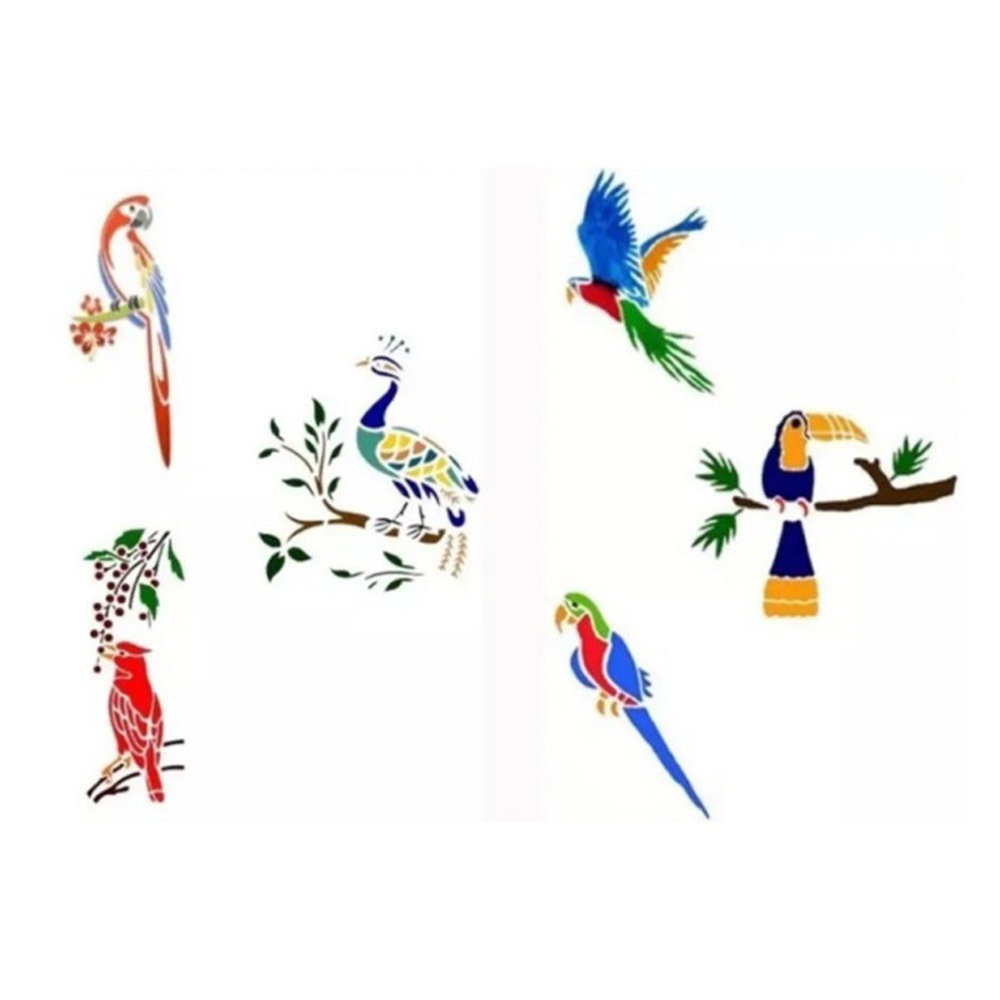 Stencil Pássaros kit 6 moldes vazados 12 cm cada em Oferta na Shopee
