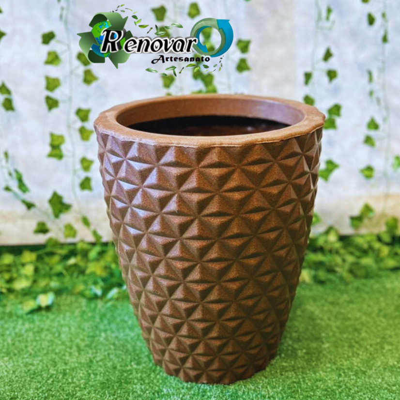 Vaso De Planta Polietileno Jardim Varanda Luxo Berlian Gold Redondo PP