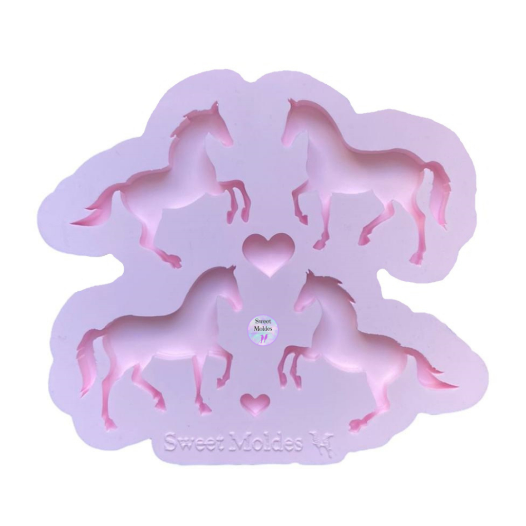 Molde de silicone 4 cavalos em Oferta na Shopee