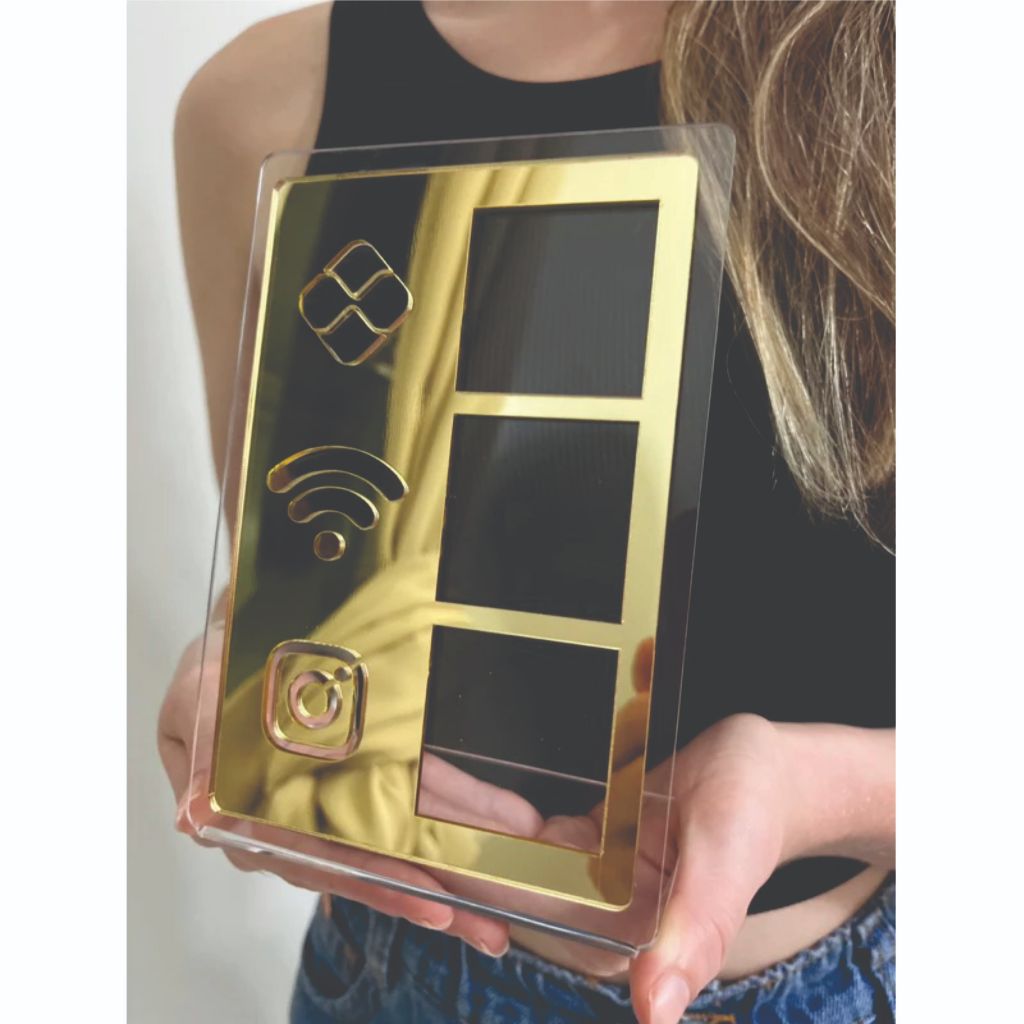 Placa Pix Display Mesa Balcão - PIX, WI-FI e INSTAGRAM - MODERNO