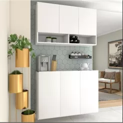 Conjunto Armário Suspenso Nicho 3 Portas + Balcão Organizador Multiuso