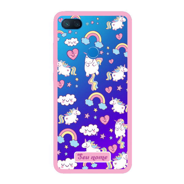 Capinha para Xiaomi Mi 8 Lite Anti Impacto Personalizada - Unicórnio com nome e fundo transparente