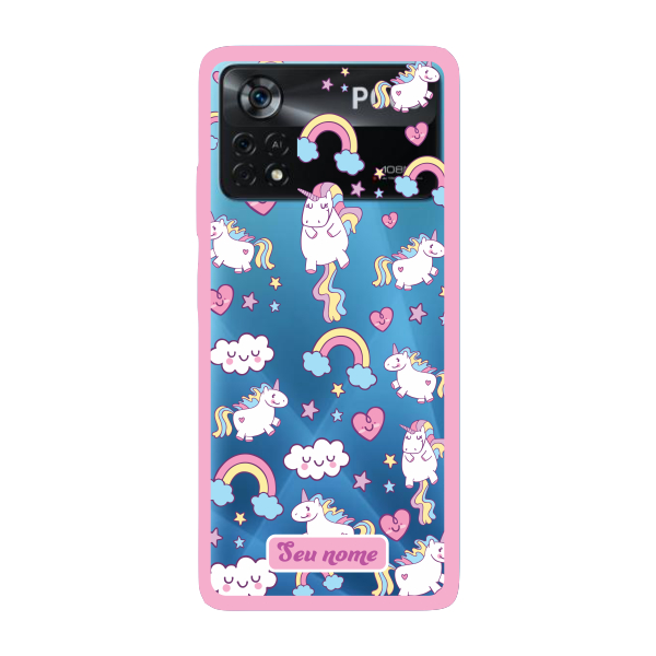 Capinha para Xiaomi Poco X4 Pro Anti Impacto Personalizada - Unicórnio com nome e fundo transparente