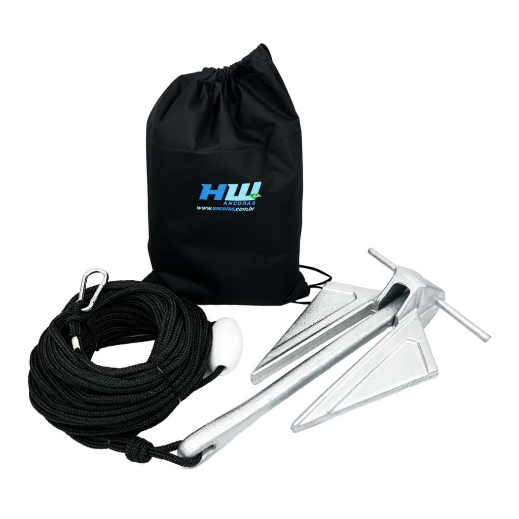 Kit Ancora 7kg Danforth Galv. á Fogo para Lancha ou Barco HW
