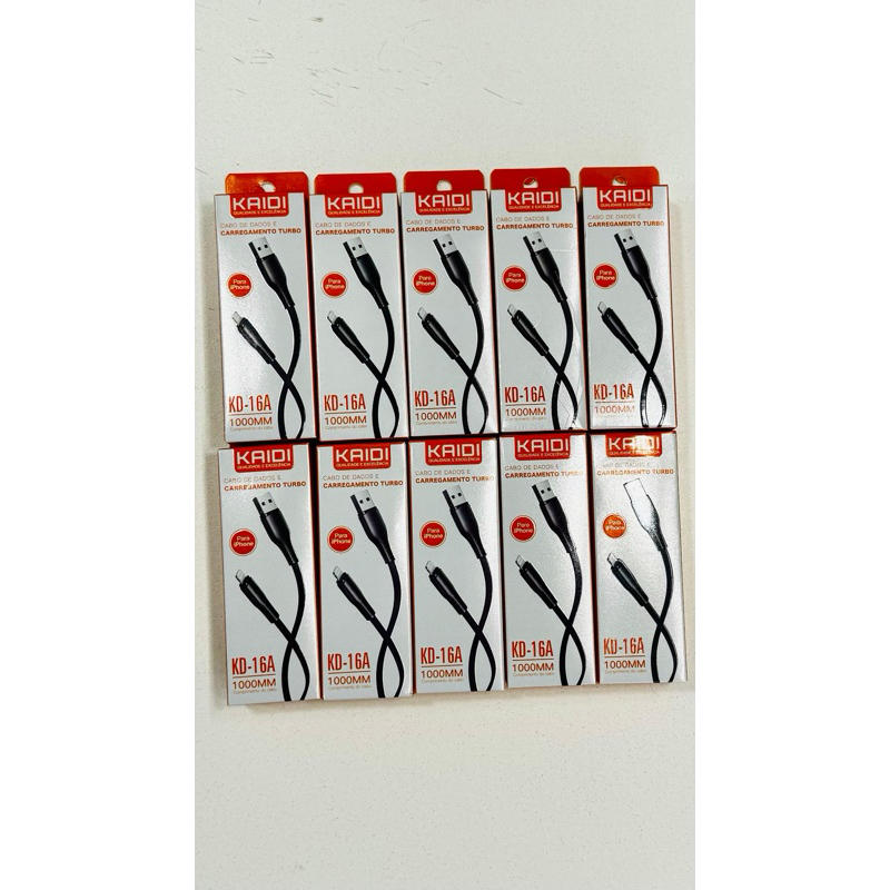 KIT 10 cabos KAIDI MOD. KD16 Lightning - Tipo C - Micro USB