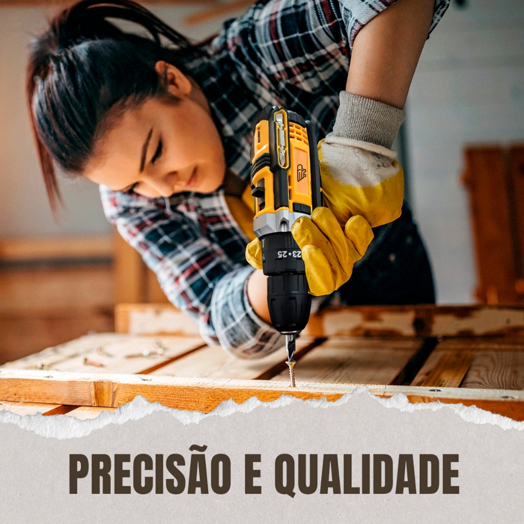 Furadeira Parafusadeira 48V Elétrica 2 Baterias 10mm Sem Fio Portátil Profissional Impacto Potente — foto 3