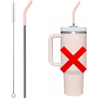 Reposicao Canudo inox com bico silicone para copo  + escovinha de limpeza em Oferta na Shopee