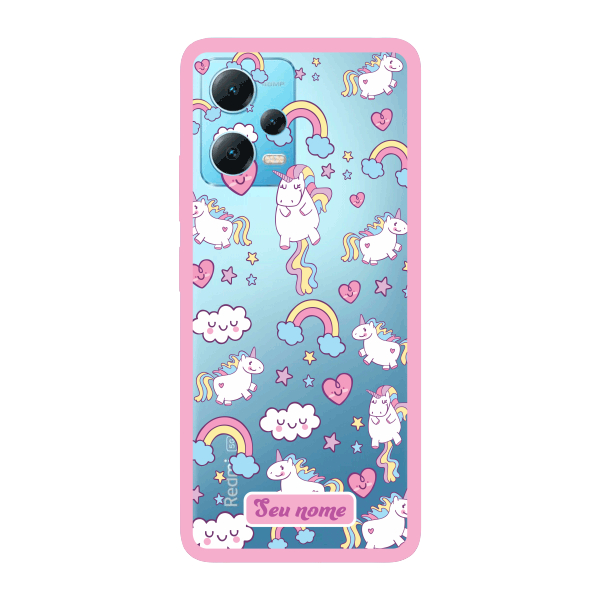 Capinha para Xiaomi RedMi Note 12 5G Anti Impacto Personalizada - Unicórnio com nome e fundo transparente