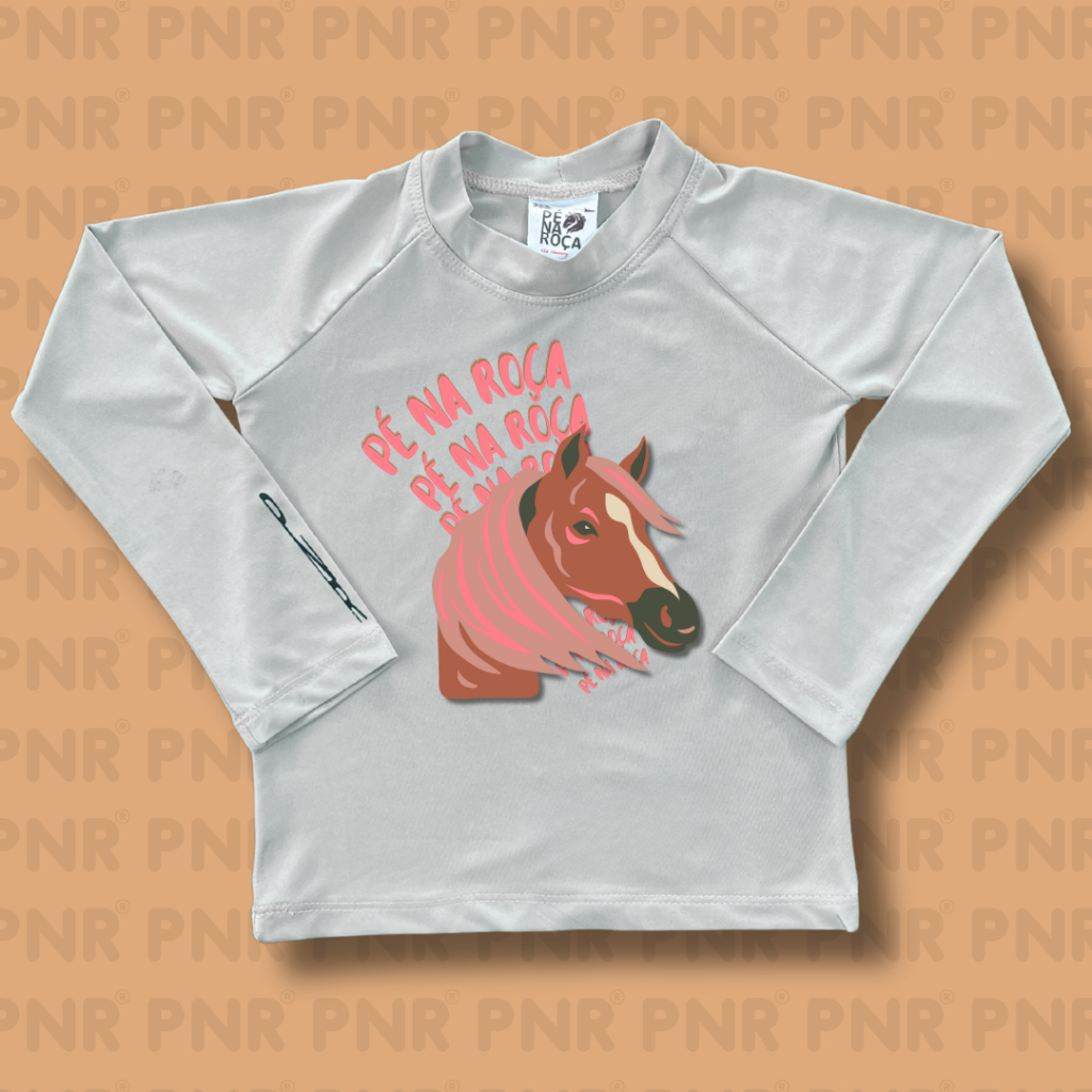 BLUSA INFANTIL COM PROTEÇÃO SOLAR UV50+ PÉ NA ROÇA CIA COUNTRY DIVERSA ESTAMPA MENINO E MENINA VERÃO