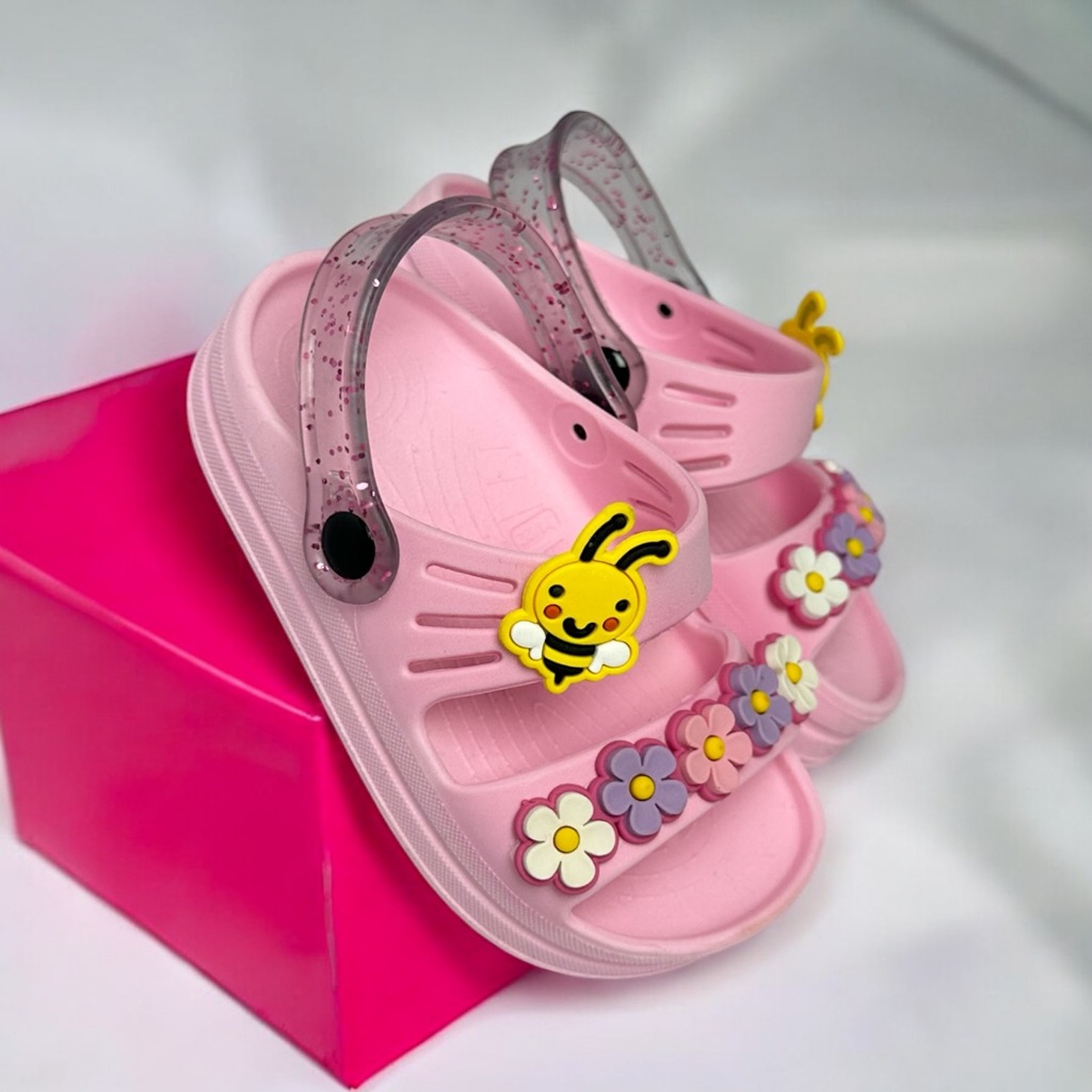 Sandália Infantil Menina Papete Feminina Abelha 5 Flores Macia Nuvem Confortável Criança em Oferta na Shopee