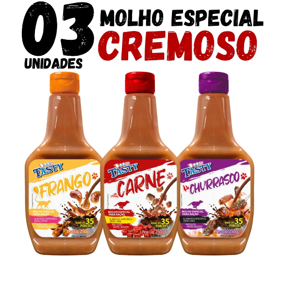 Kit 3un Molho Especial Para Ração Cães Cremoso iPet Tasty 250g