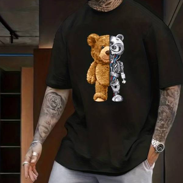 Camiseta Oversized Treino Academia Urso Robô em Oferta na Shopee