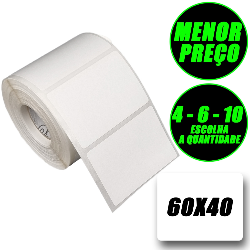 Rolos Etiqueta 60x40 Térmica Adesiva Balança Pacote Com 4 6 10 Rolo Zebra Elgin