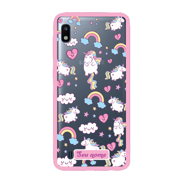 Capinha para Samsung A10 Anti Impacto Personalizada - Unicórnio com nome e fundo transparente