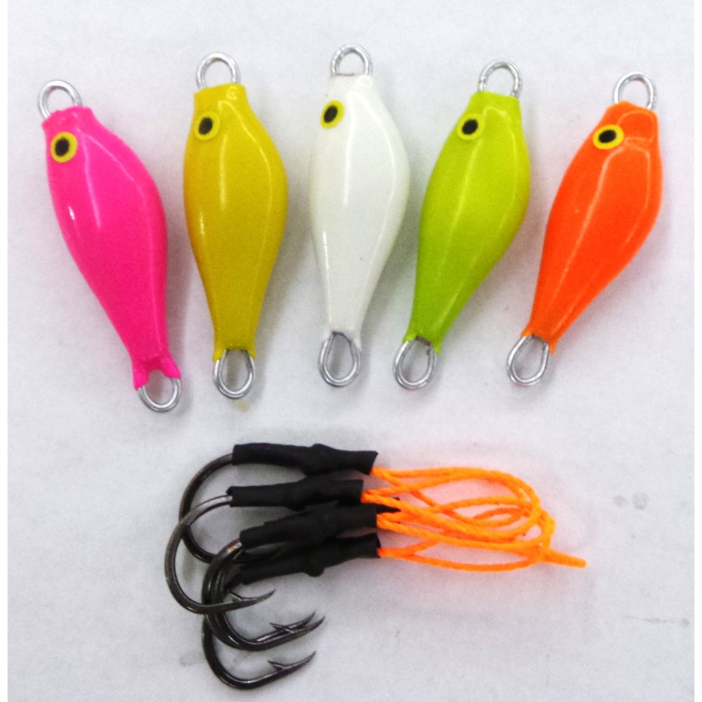 Kit Jumping Jig Pindoca 72 G c/ Suporte Hook - 5 unidades Robalo Corvina Pampo Tucunaré