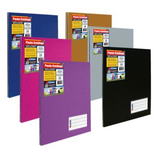 PASTA CATALOGO OF. CAPA DURA C/ 25 PLASTICOS CORES VIVAS em Oferta na Shopee