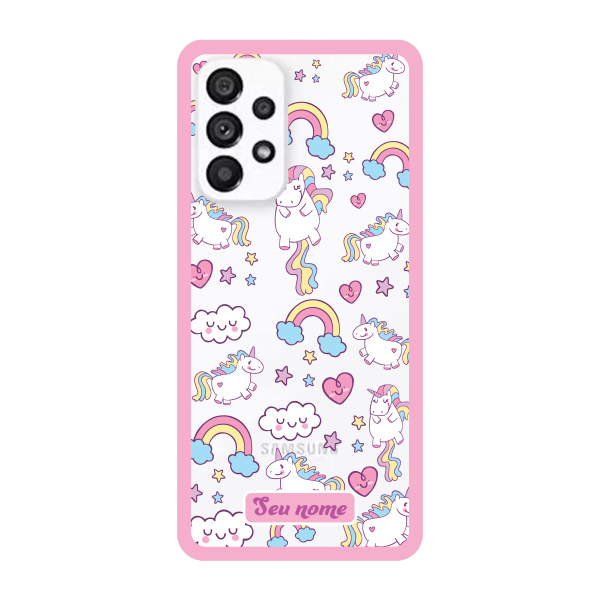 Capinha para Samsung A53 5G Anti Impacto Personalizada - Unicórnio com nome e fundo transparente