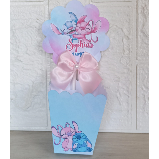 Kit Centro de mesa Cachepot personalizado  Stitch e Angel Festa-Lembrancinhas-Aniversario