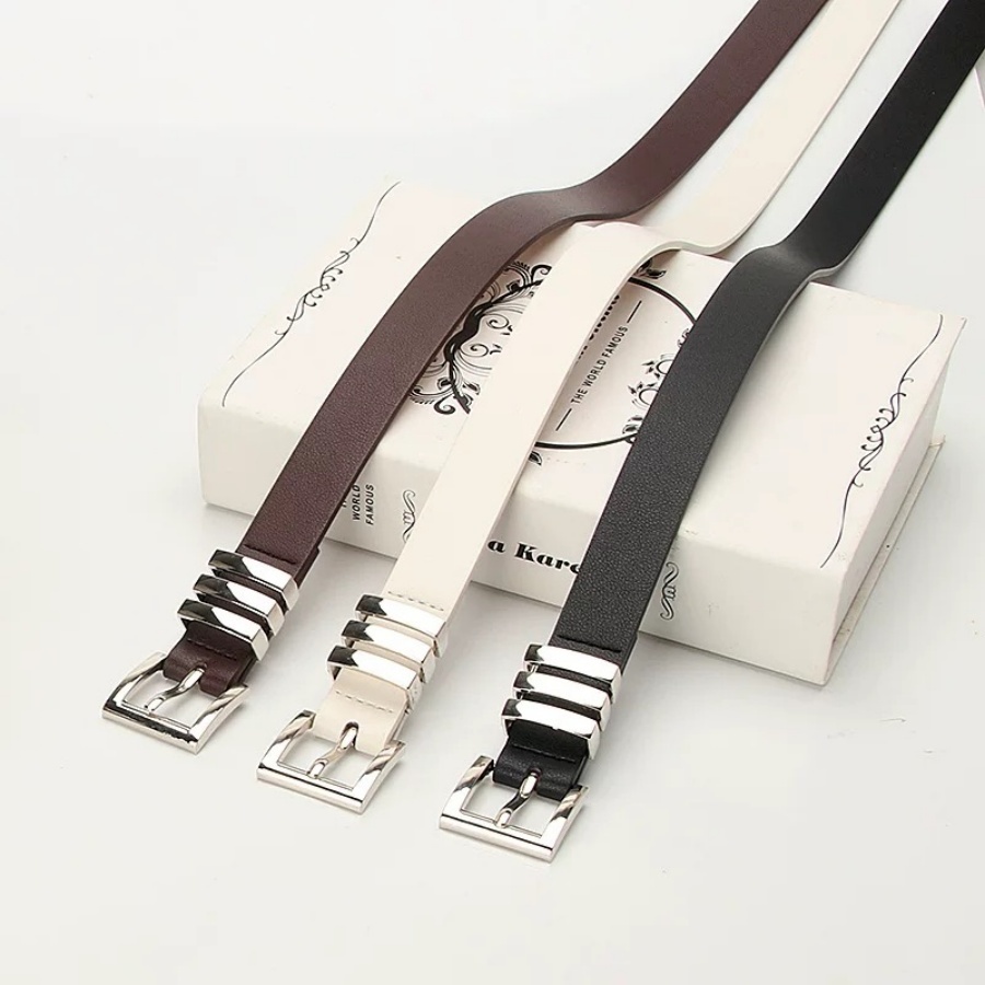 Cinto Simples Casual Fivela prateada 2024 Popularidade em Oferta na Shopee