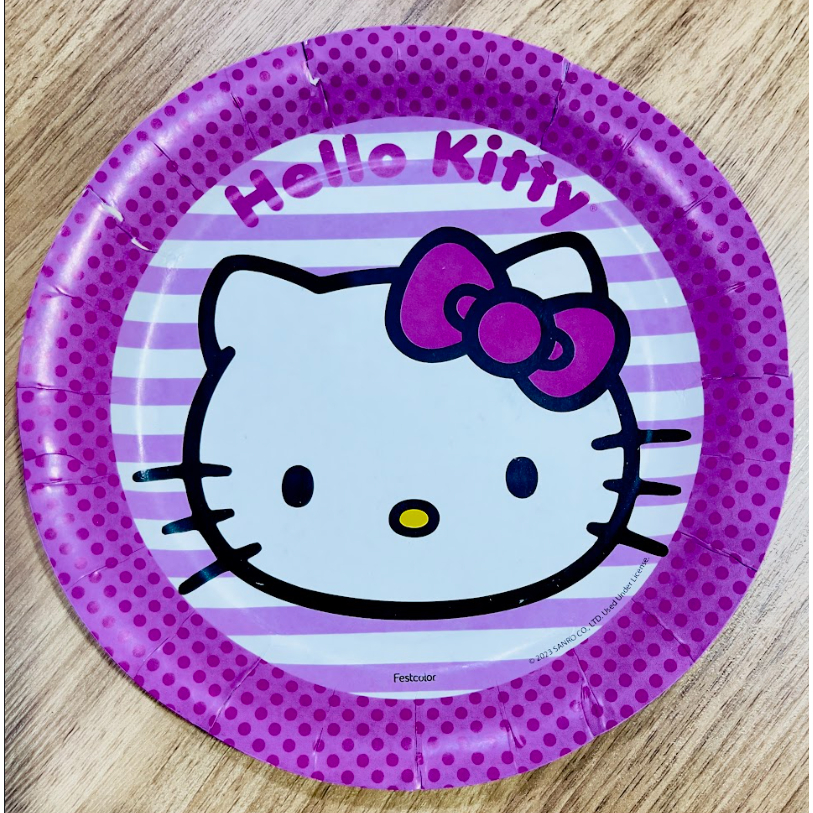 8 ~32 PRATO FESTA  HELLO KITTY ROSA  DE PAPEL 18 CM FESTCOLOR