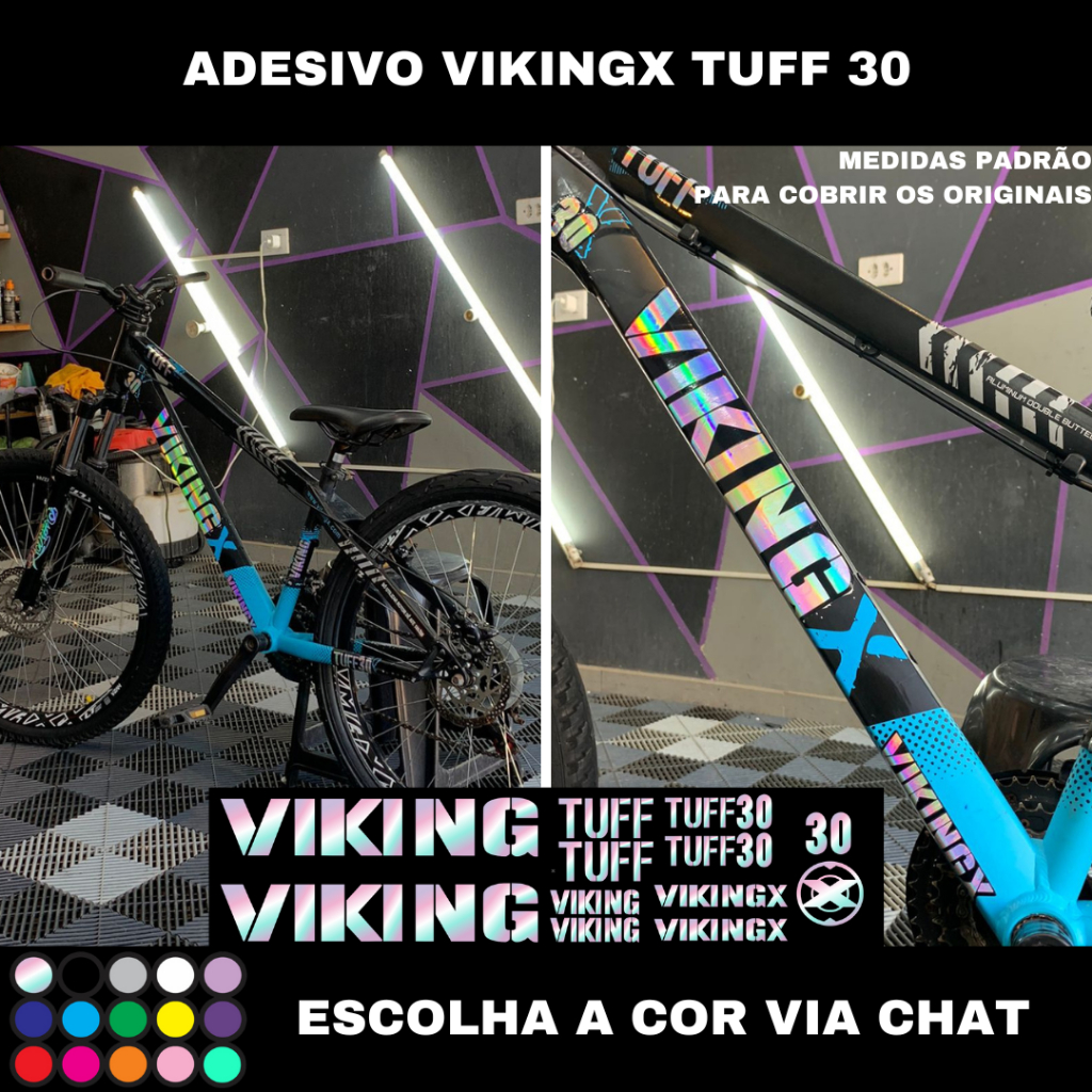 ADESIVO BIKE VIKING X TUFF30 TUFF25 LAMINADO PERSONALIZADO HOLOGRAFICO CAMALEAO BICICLETA VIKINGX TUFF 30 TUFF 25