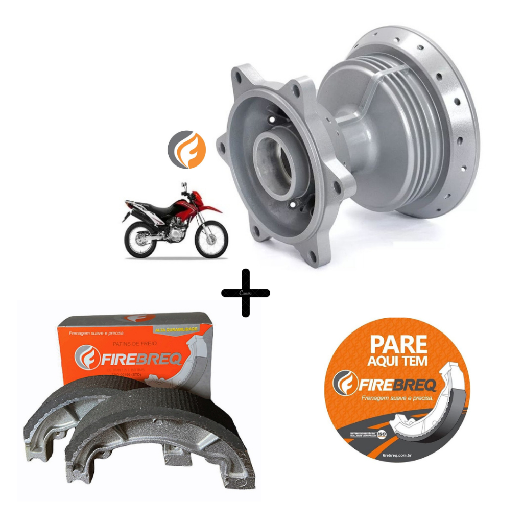 Cubo Roda Traseira Bros 125 Bros 150 Bros 160 + Lona De Freio Firebreq