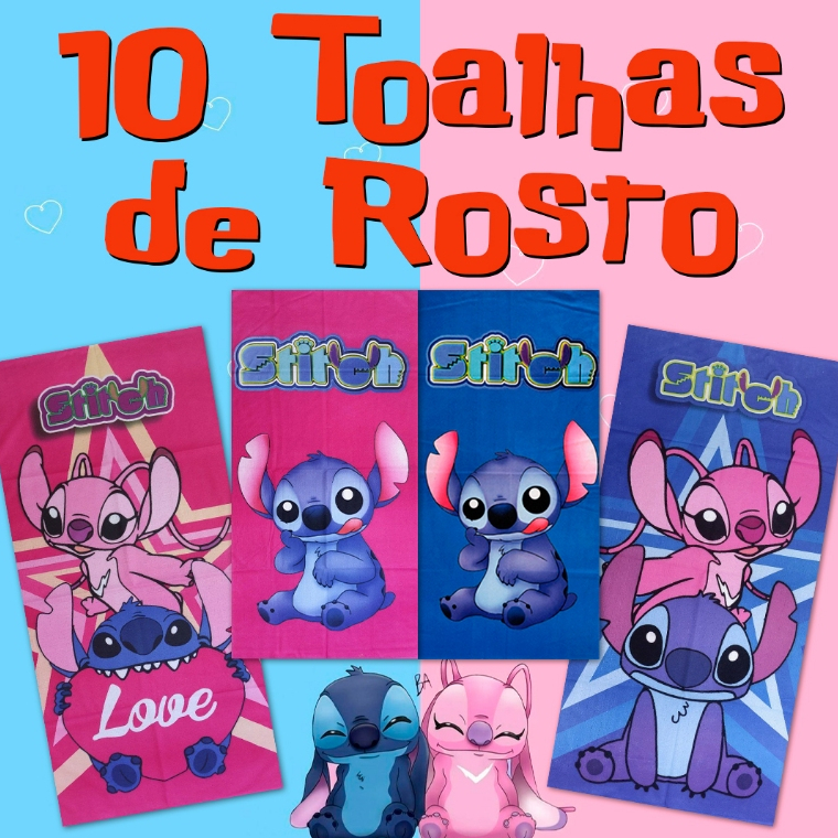 10 toalhas de Rosto e Mão Stitch Surtidas Infantil Menino Menina em Oferta na Shopee