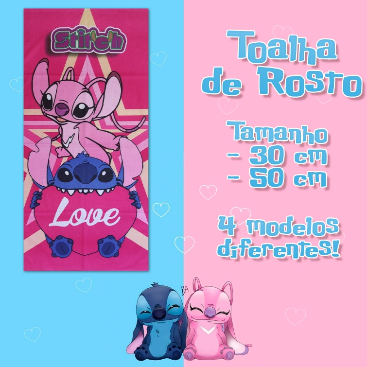 5 toalhas de Rosto e Mão Stitch Surtidas Infantil Menino Menina