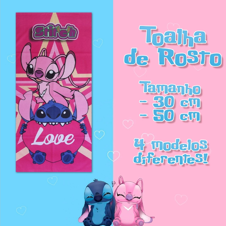 20 toalhas de Rosto e Mão Stitch Surtidas Infantil Menino Menina