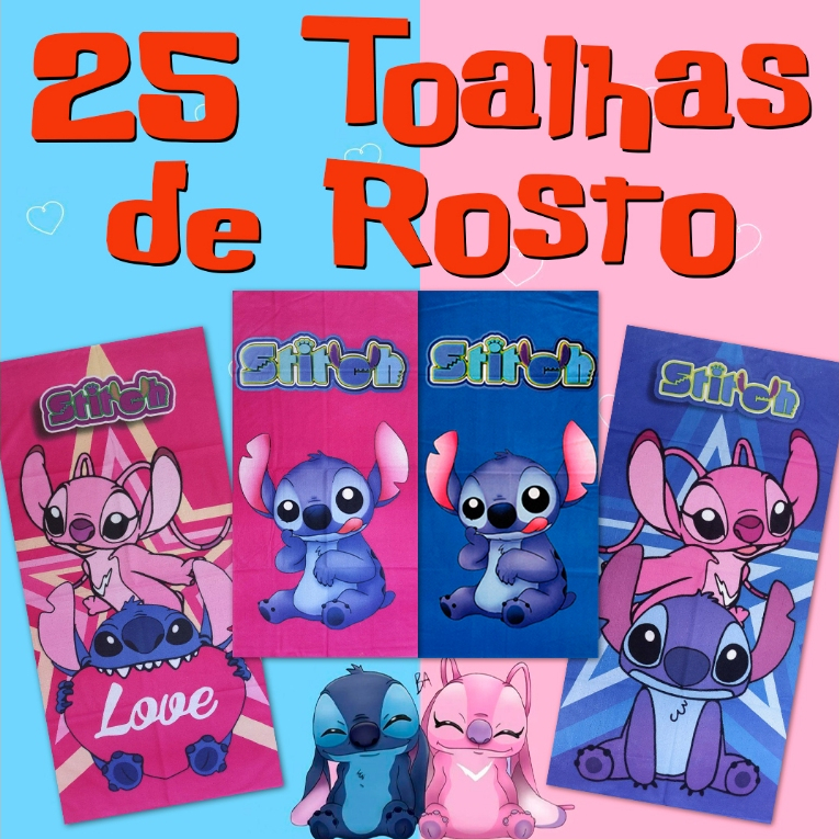 25 toalhas de Rosto e Mão Stitch Surtidas Infantil Menino Menina em Oferta na Shopee