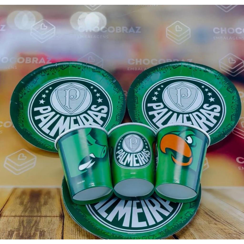 Kit Festa PALMEIRAS 16 Pratos + 16 Copos Descartável 200 Ml Papel - FESTCOLOR em Oferta na Shopee