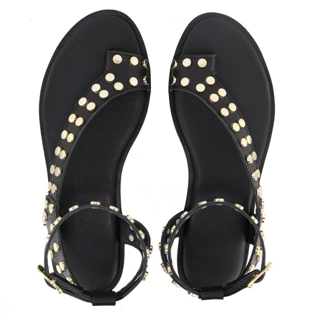 Rasteira Sandália Bolinhas Feminina Preta