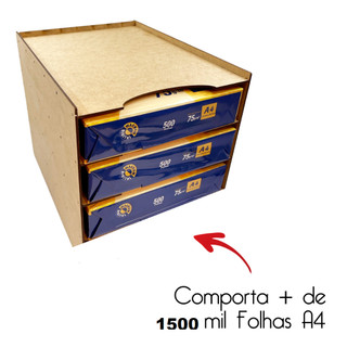 Organizadores De Documentos A4 + De 1500 Folhas Escritório Mdf Crú Divisórias Escritório Porta Folha A4